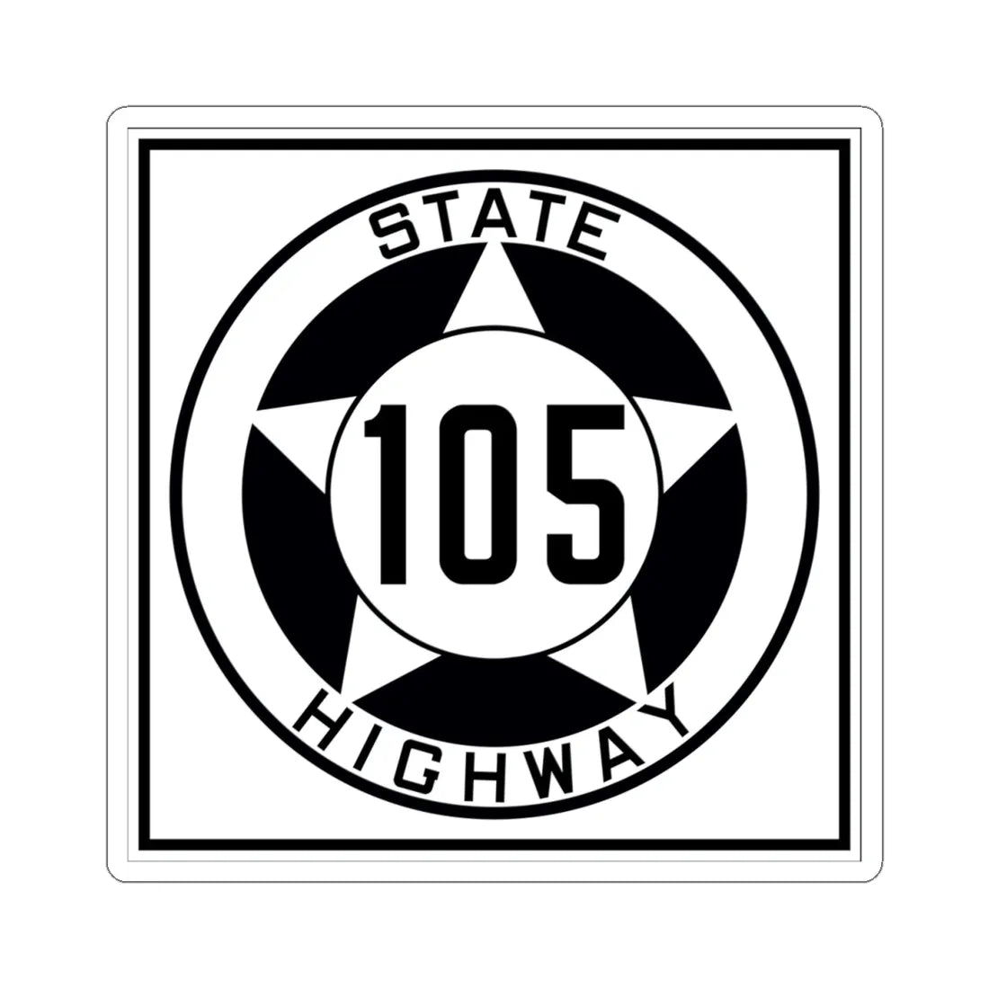 Texas 105 1935 (Texas) (Road Sign) STICKER Vinyl Kiss-Cut Decal 4 Inch White - The Sticker Space