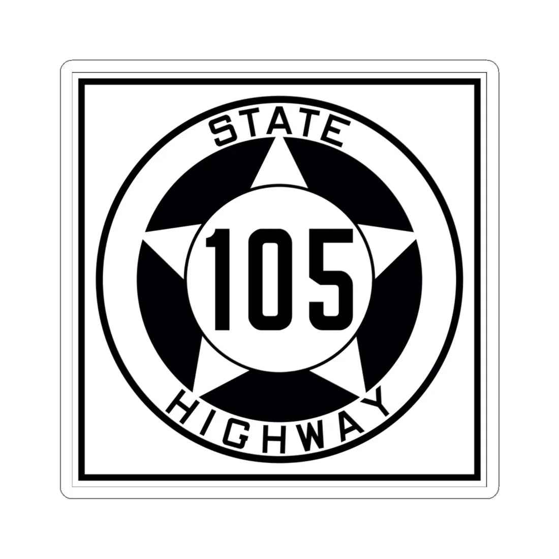 Texas 105 1935 (Texas) (Road Sign) STICKER Vinyl Kiss-Cut Decal 6 Inch White - The Sticker Space