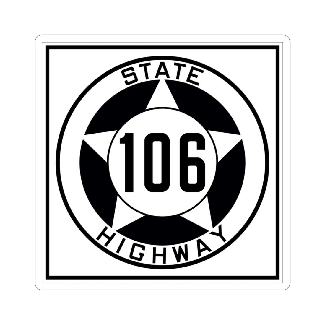 Texas 106 1935 (Texas) (Road Sign) STICKER Vinyl Kiss-Cut Decal 4 Inch White - The Sticker Space