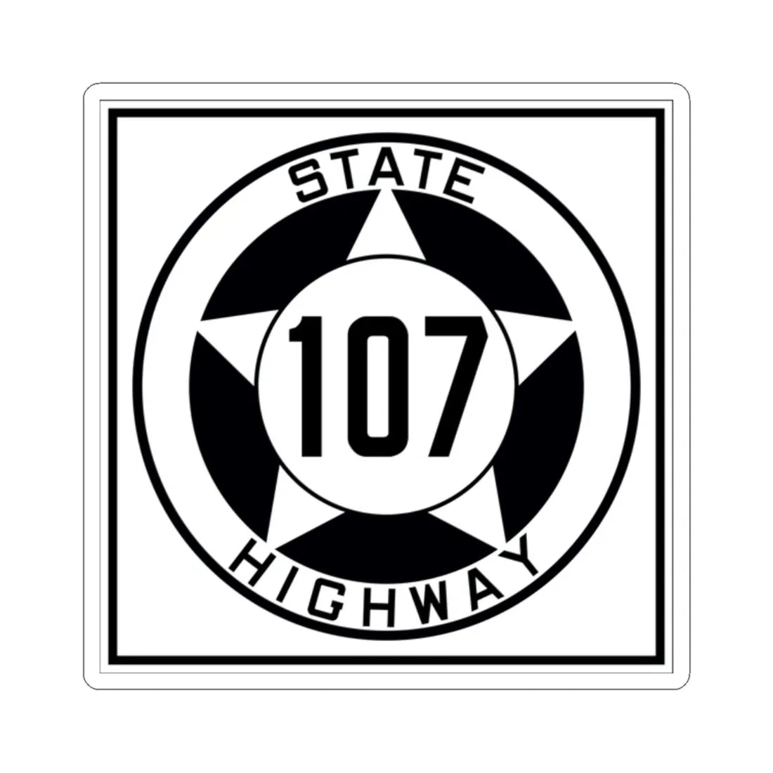 Texas 107 1935 (Texas) (Road Sign) STICKER Vinyl Kiss-Cut Decal 2 Inch White - The Sticker Space
