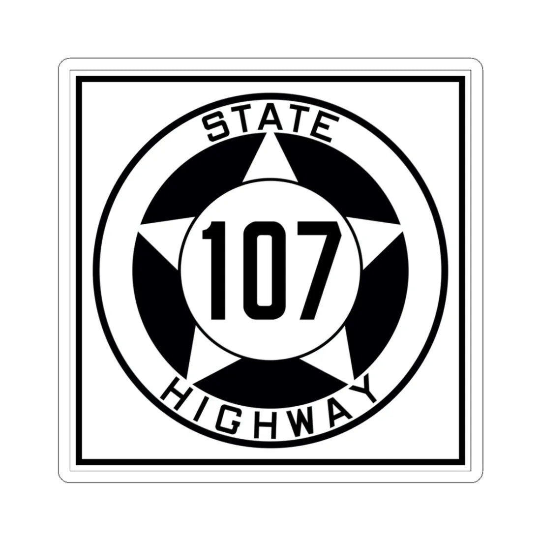 Texas 107 1935 (Texas) (Road Sign) STICKER Vinyl Kiss-Cut Decal 3 Inch White - The Sticker Space