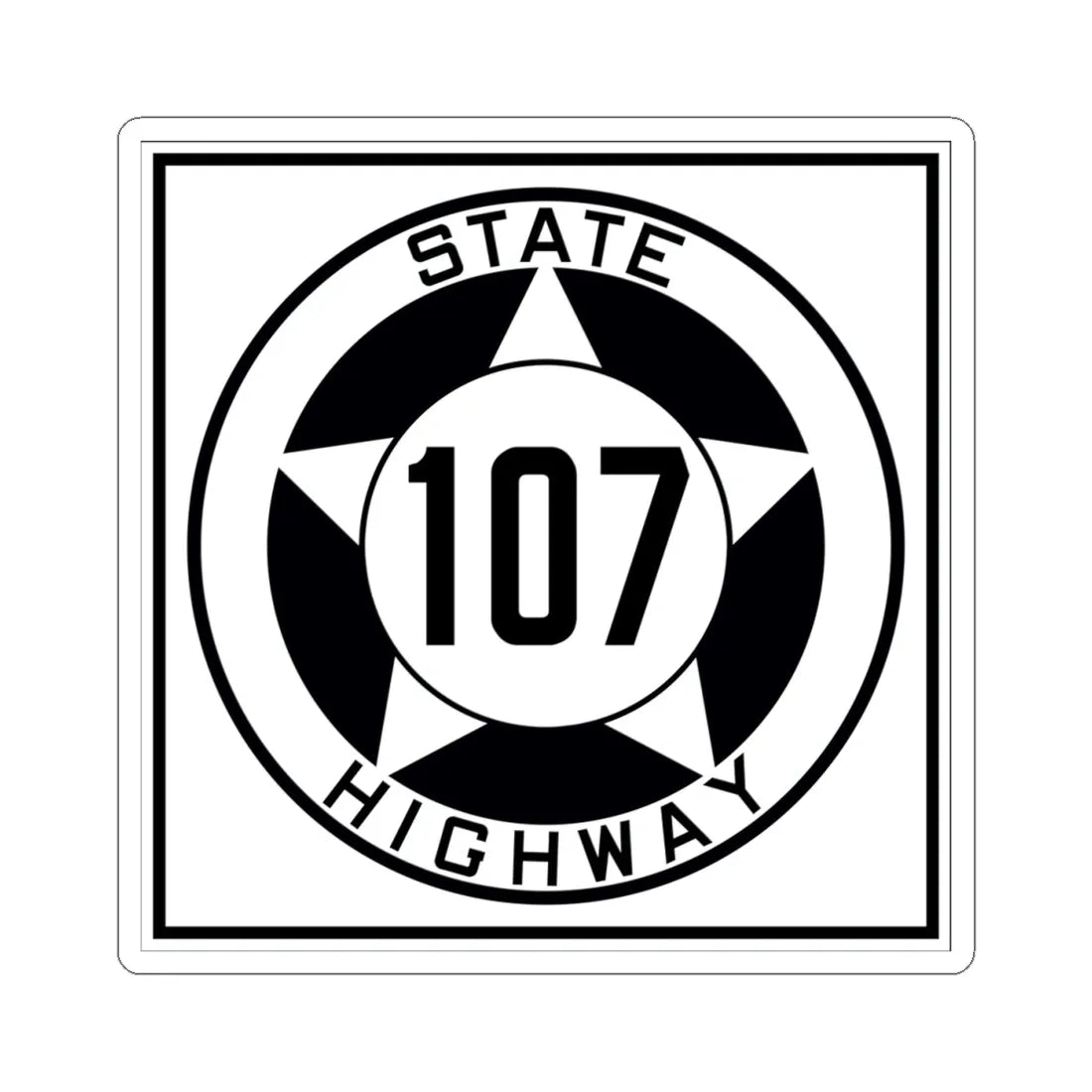 Texas 107 1935 (Texas) (Road Sign) STICKER Vinyl Kiss-Cut Decal 4 Inch White - The Sticker Space