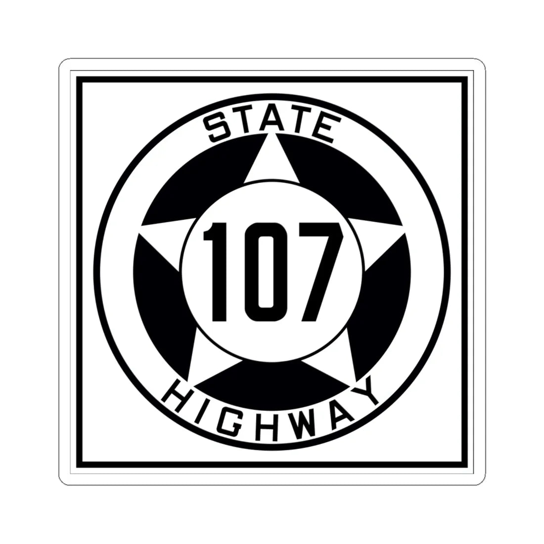 Texas 107 1935 (Texas) (Road Sign) STICKER Vinyl Kiss-Cut Decal 6 Inch White - The Sticker Space