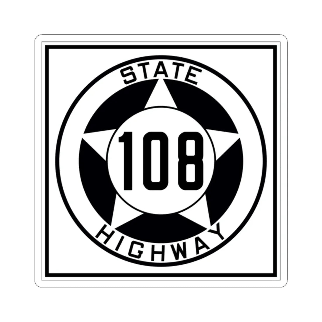 Texas 108 1935 (Texas) (Road Sign) STICKER Vinyl Kiss-Cut Decal 2 Inch White - The Sticker Space
