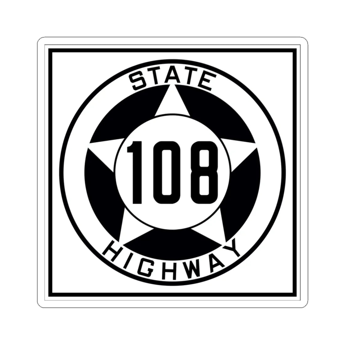 Texas 108 1935 (Texas) (Road Sign) STICKER Vinyl Kiss-Cut Decal 3 Inch White - The Sticker Space