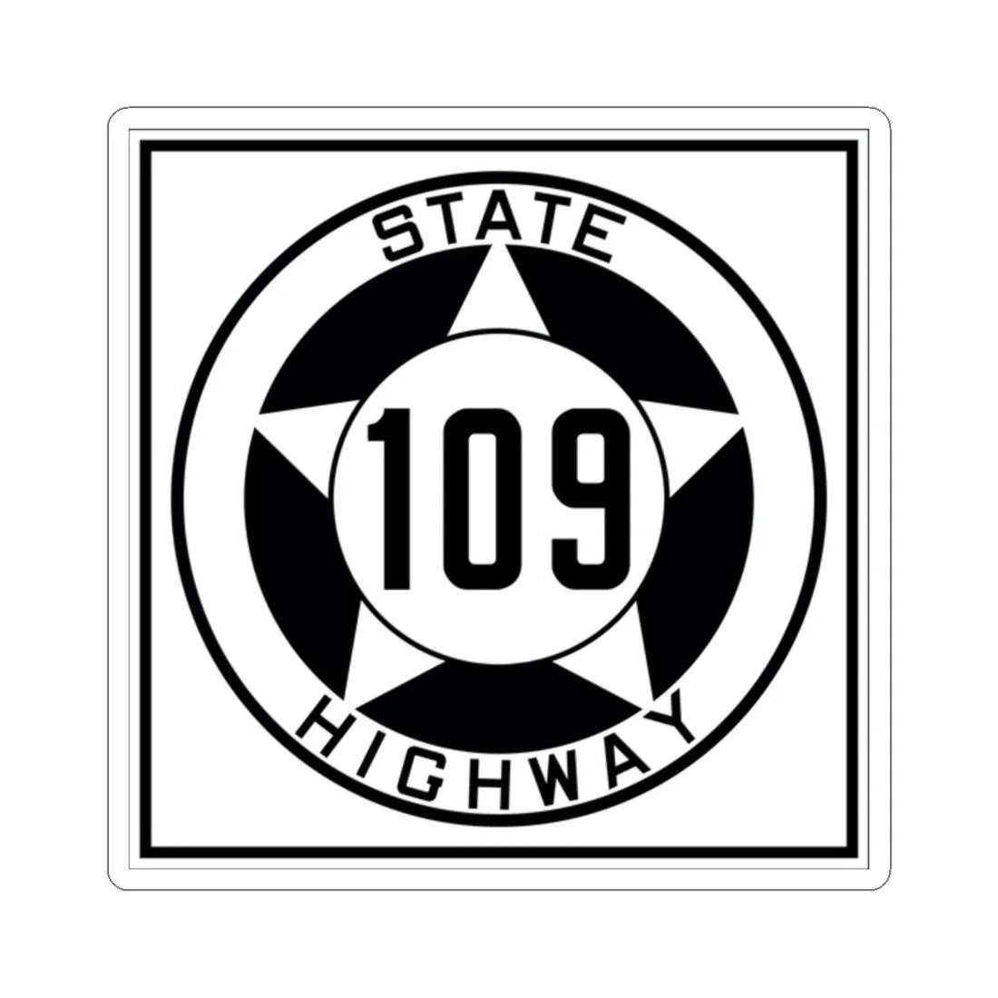 Texas 109 1935 (Texas) (Road Sign) STICKER Vinyl Kiss-Cut Decal 2 Inch White - The Sticker Space