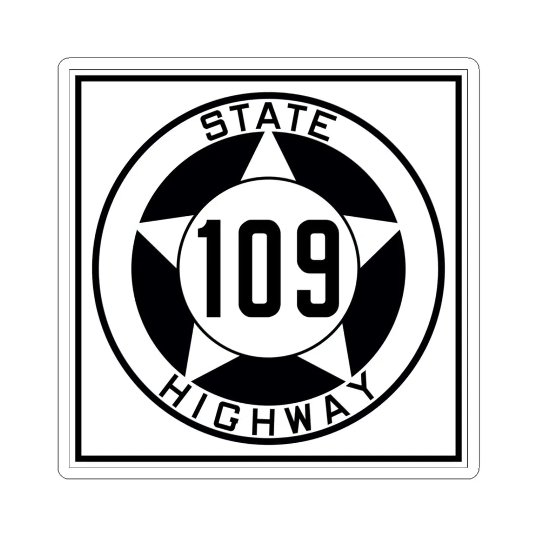 Texas 109 1935 (Texas) (Road Sign) STICKER Vinyl Kiss-Cut Decal 3 Inch White - The Sticker Space
