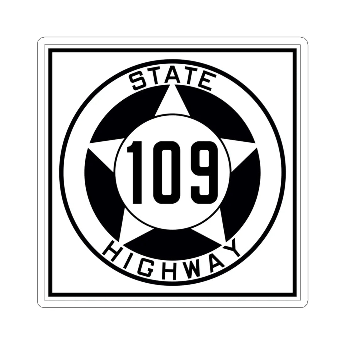 Texas 109 1935 (Texas) (Road Sign) STICKER Vinyl Kiss-Cut Decal 4 Inch White - The Sticker Space