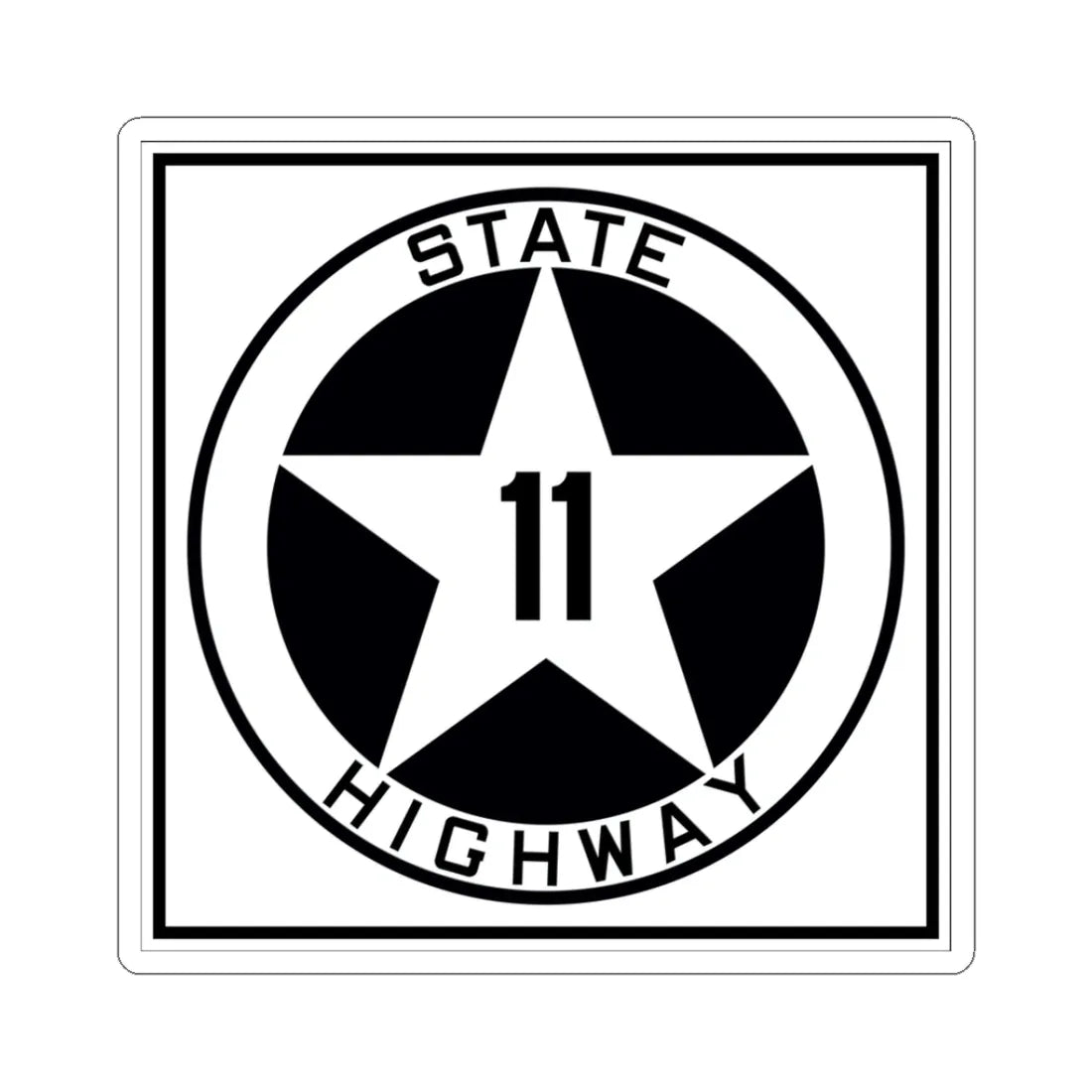 Texas 11 1917 (Texas) (Road Sign) STICKER Vinyl Kiss-Cut Decal 3 Inch White - The Sticker Space