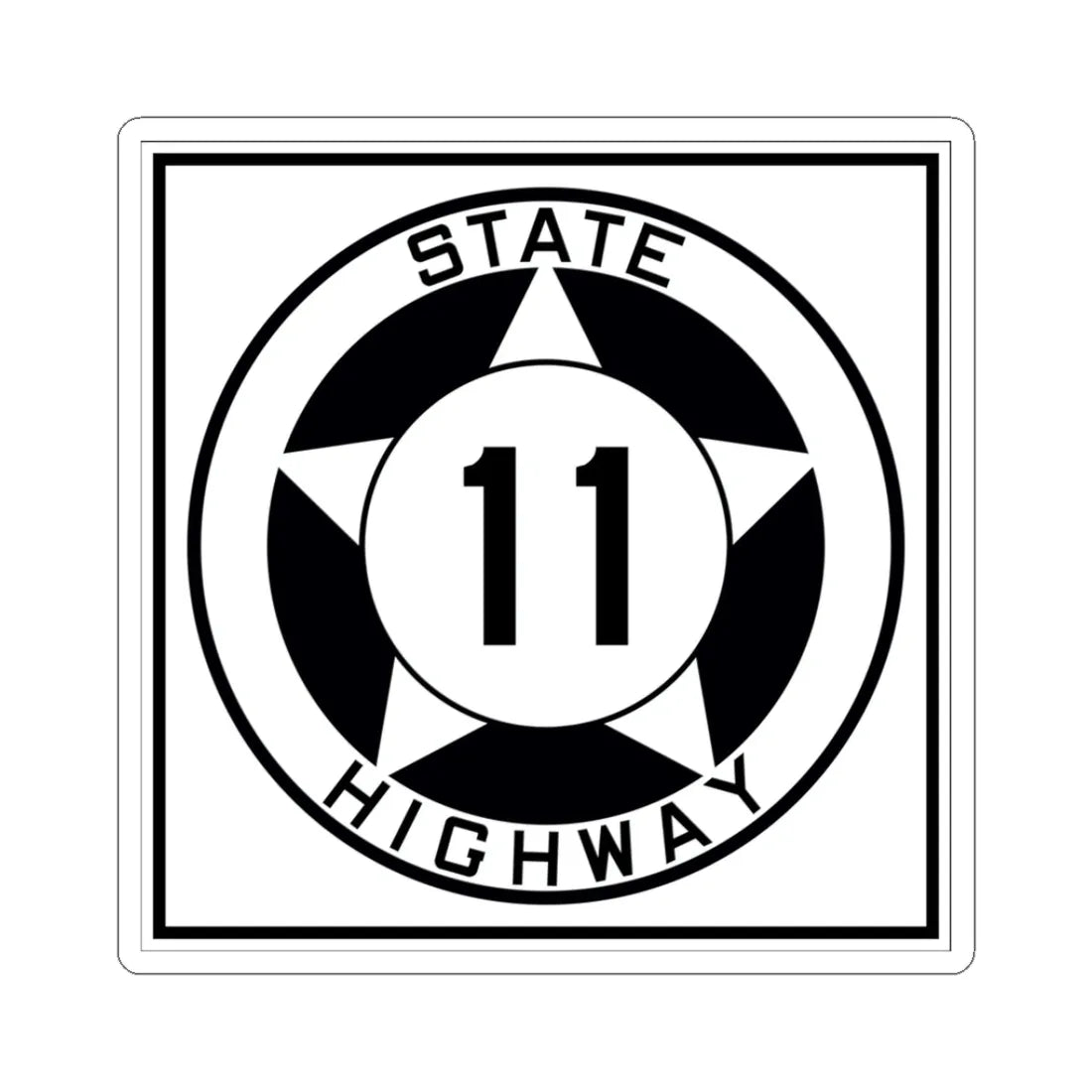 Texas 11 1935 (Texas) (Road Sign) STICKER Vinyl Kiss-Cut Decal 3 Inch White - The Sticker Space