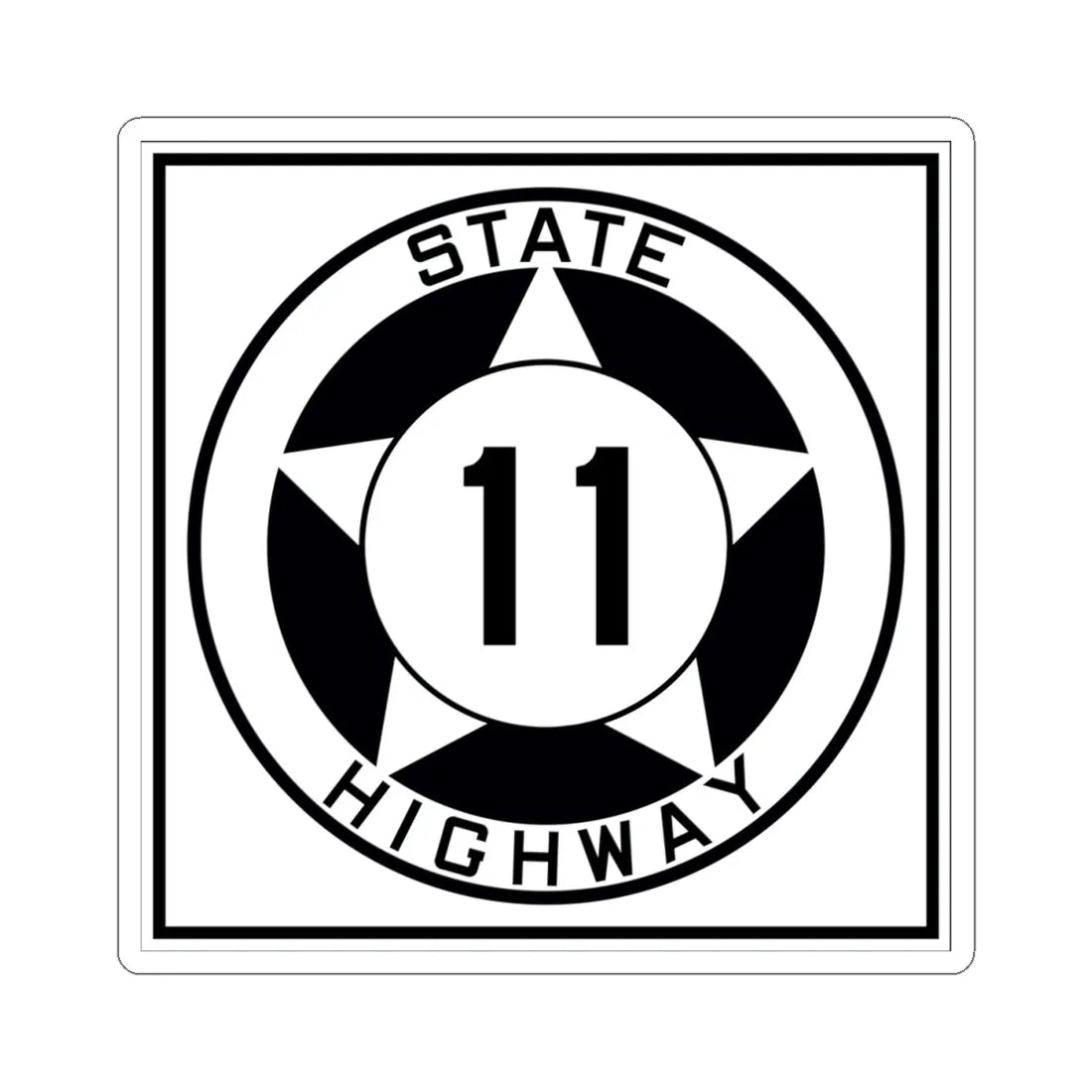 Texas 11 1935 (Texas) (Road Sign) STICKER Vinyl Kiss-Cut Decal 4 Inch White - The Sticker Space