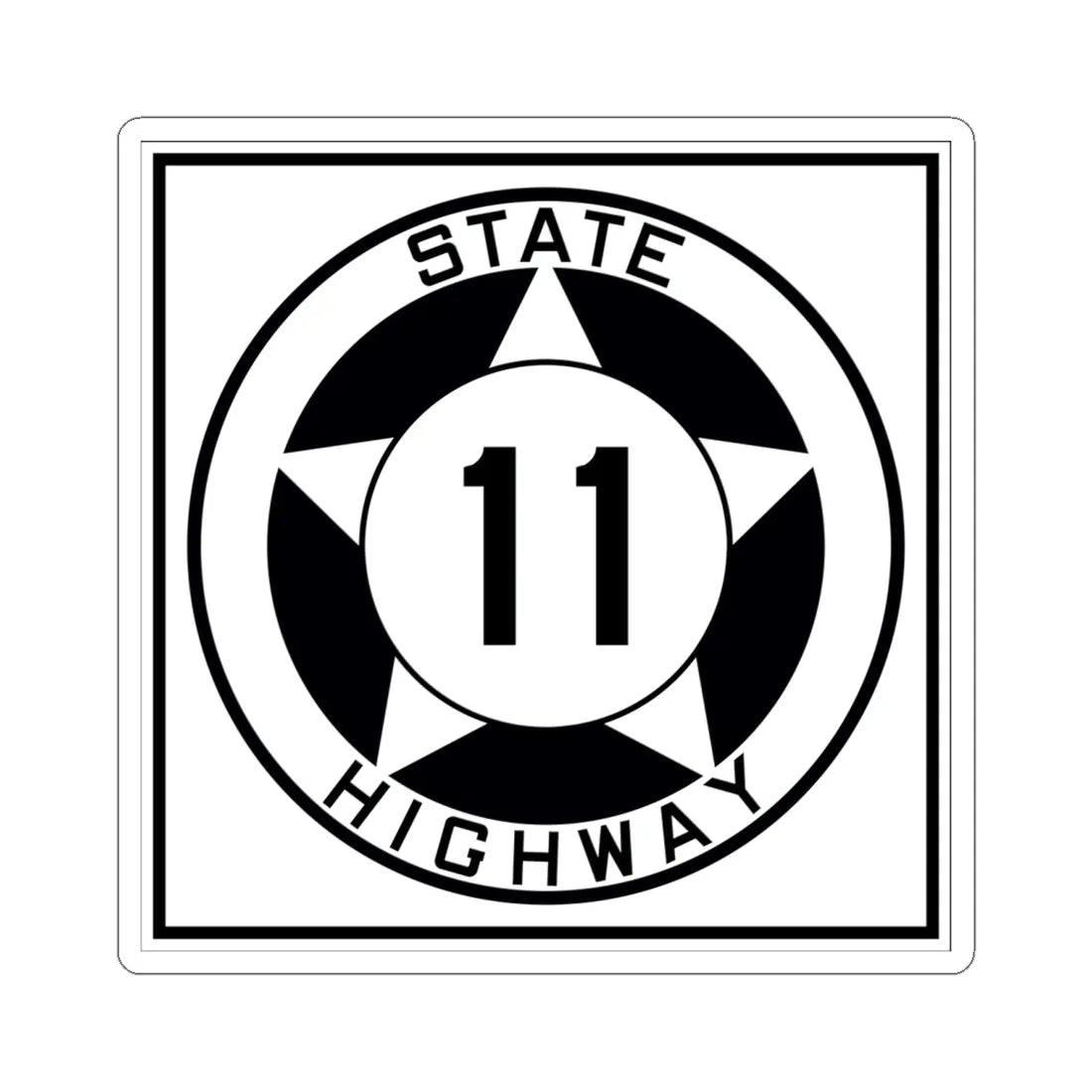 Texas 11 1935 (Texas) (Road Sign) STICKER Vinyl Kiss-Cut Decal 6 Inch White - The Sticker Space