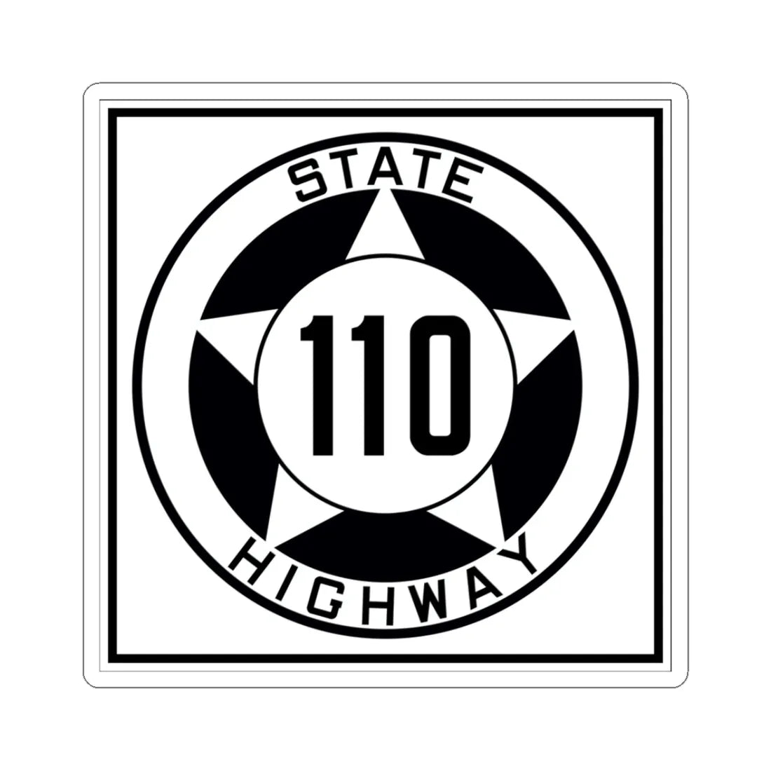 Texas 110 1935 (Texas) (Road Sign) STICKER Vinyl Kiss-Cut Decal 3 Inch White - The Sticker Space