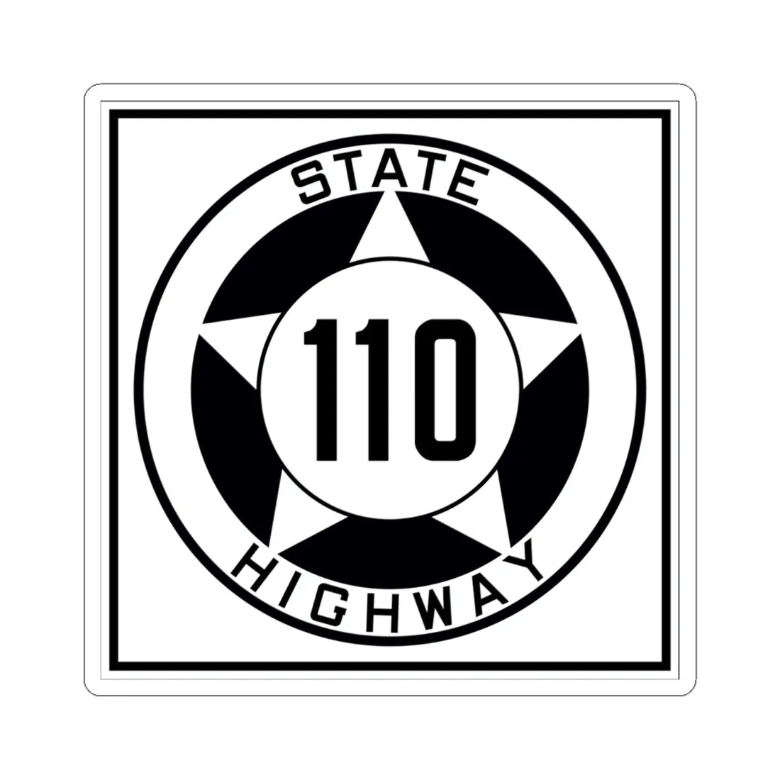 Texas 110 1935 (Texas) (Road Sign) STICKER Vinyl Kiss-Cut Decal 4 Inch White - The Sticker Space