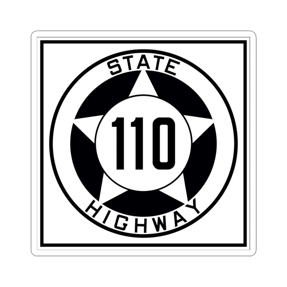Texas 110 1935 (Texas) (Road Sign) STICKER Vinyl Kiss-Cut Decal 6 Inch White - The Sticker Space
