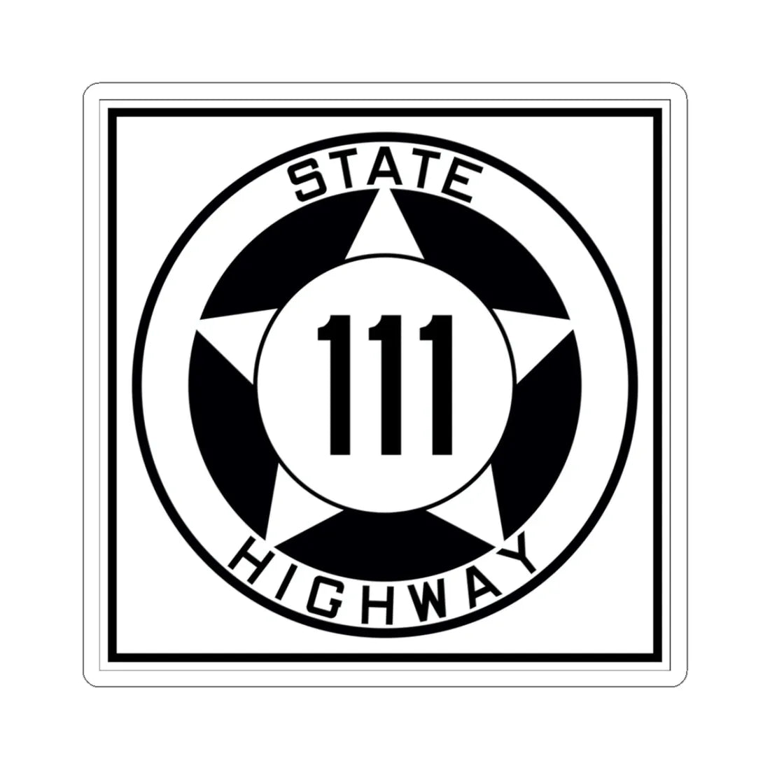 Texas 111 1935 (Texas) (Road Sign) STICKER Vinyl Kiss-Cut Decal 3 Inch White - The Sticker Space
