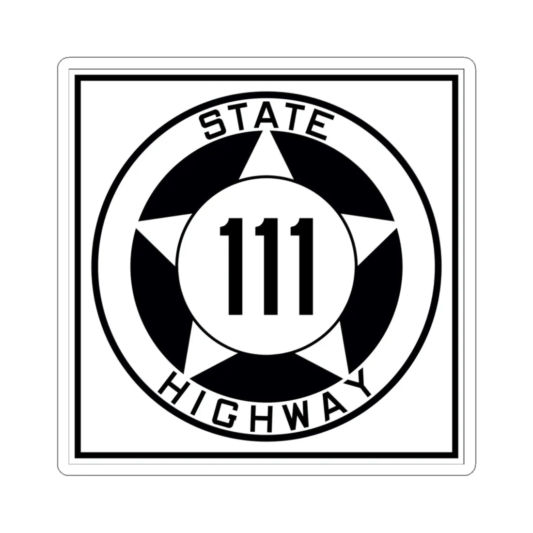 Texas 111 1935 (Texas) (Road Sign) STICKER Vinyl Kiss-Cut Decal 4 Inch White - The Sticker Space