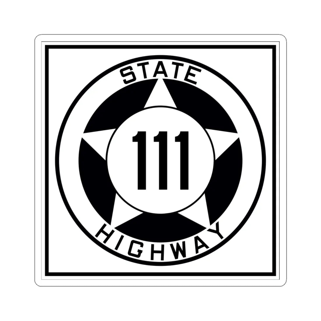 Texas 111 1935 (Texas) (Road Sign) STICKER Vinyl Kiss-Cut Decal 6 Inch White - The Sticker Space