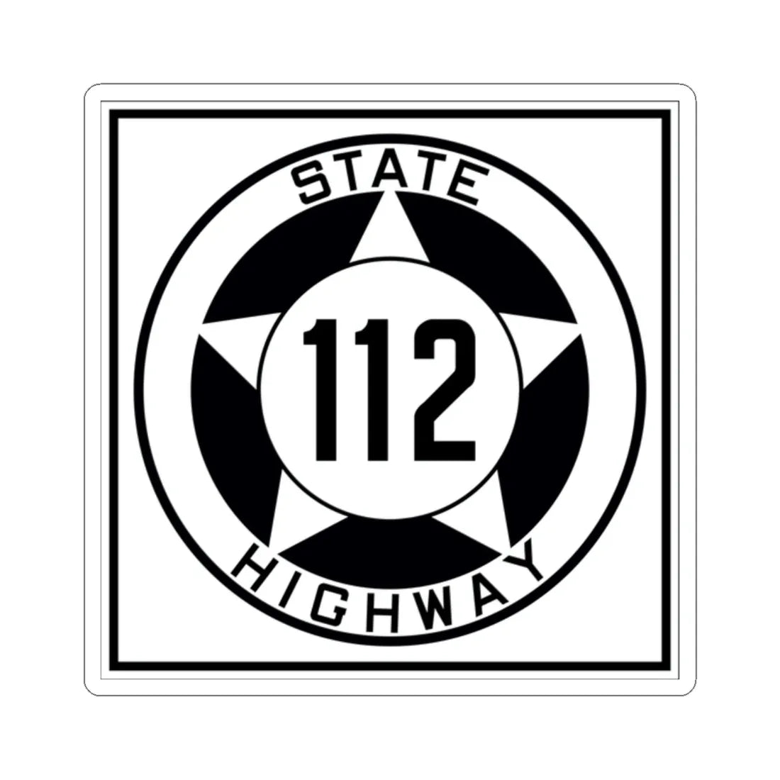 Texas 112 1935 (Texas) (Road Sign) STICKER Vinyl Kiss-Cut Decal 2 Inch White - The Sticker Space