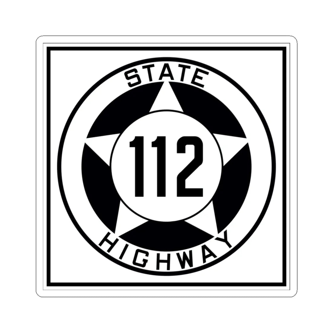 Texas 112 1935 (Texas) (Road Sign) STICKER Vinyl Kiss-Cut Decal 3 Inch White - The Sticker Space