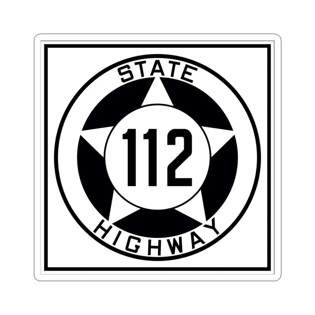 Texas 112 1935 (Texas) (Road Sign) STICKER Vinyl Kiss-Cut Decal 4 Inch White - The Sticker Space