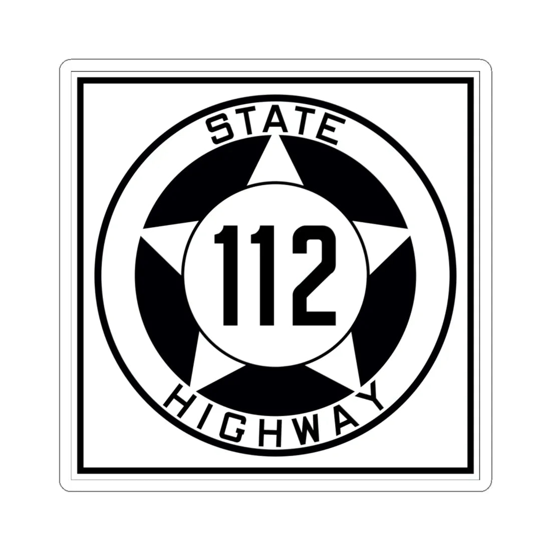 Texas 112 1935 (Texas) (Road Sign) STICKER Vinyl Kiss-Cut Decal 6 Inch White - The Sticker Space