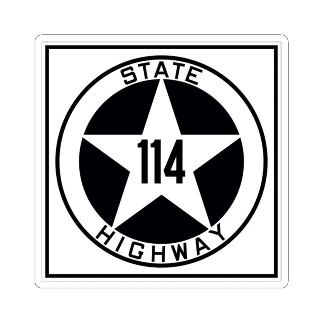 Texas 114 1917 (Texas) (Road Sign) STICKER Vinyl Kiss-Cut Decal 2 Inch White - The Sticker Space