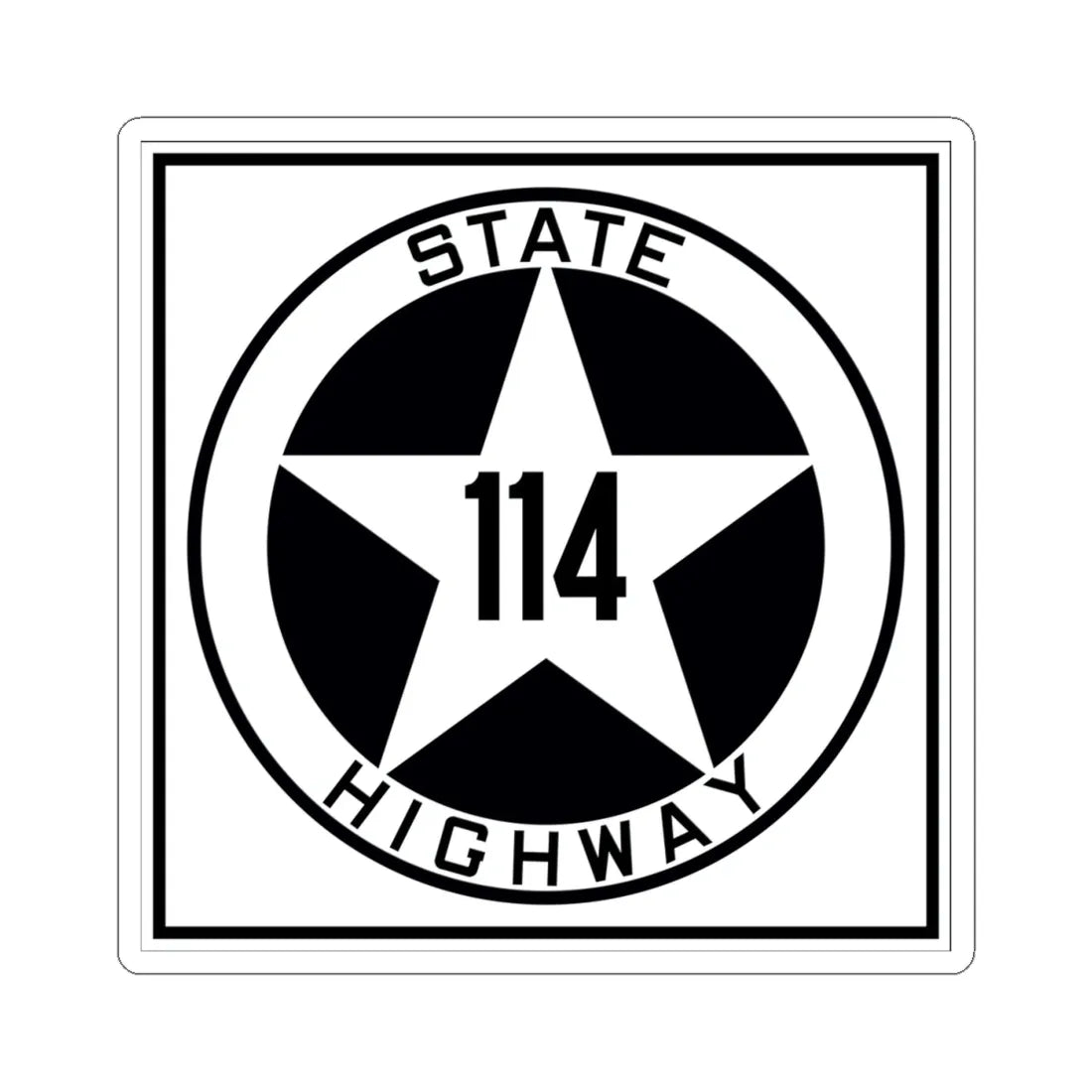 Texas 114 1917 (Texas) (Road Sign) STICKER Vinyl Kiss-Cut Decal 4 Inch White - The Sticker Space