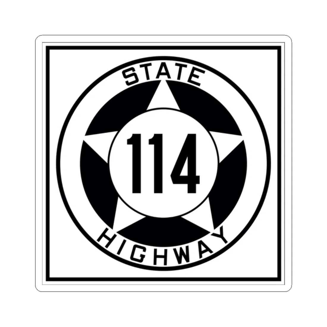 Texas 114 1935 (Texas) (Road Sign) STICKER Vinyl Kiss-Cut Decal 2 Inch White - The Sticker Space