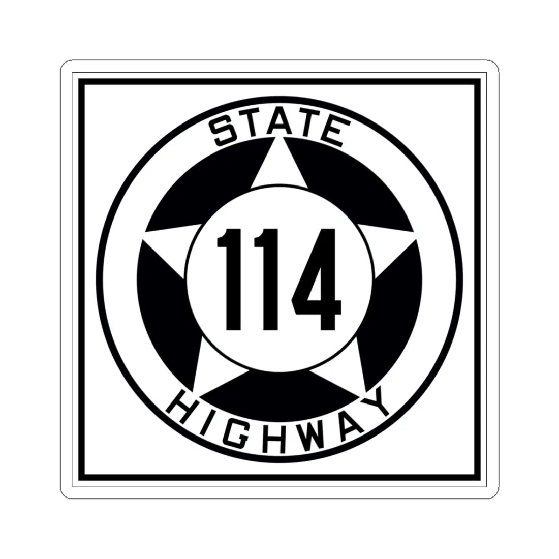 Texas 114 1935 (Texas) (Road Sign) STICKER Vinyl Kiss-Cut Decal 3 Inch White - The Sticker Space