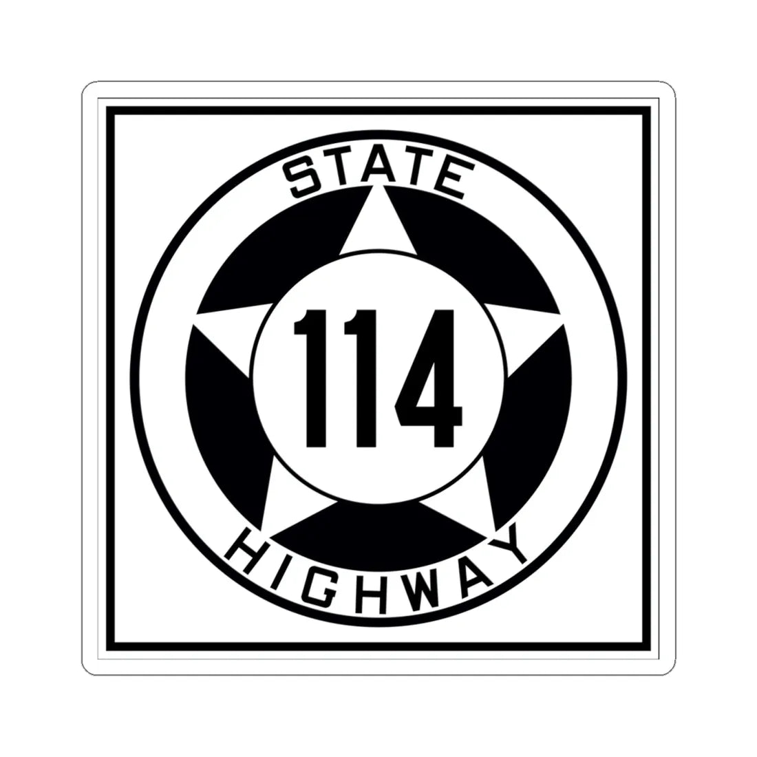 Texas 114 1935 (Texas) (Road Sign) STICKER Vinyl Kiss-Cut Decal 4 Inch White - The Sticker Space
