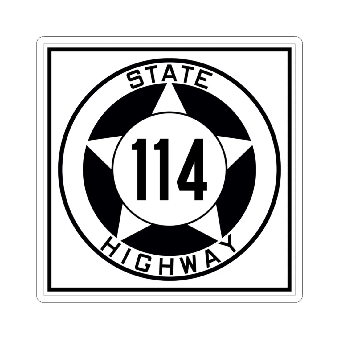 Texas 114 1935 (Texas) (Road Sign) STICKER Vinyl Kiss-Cut Decal 6 Inch White - The Sticker Space