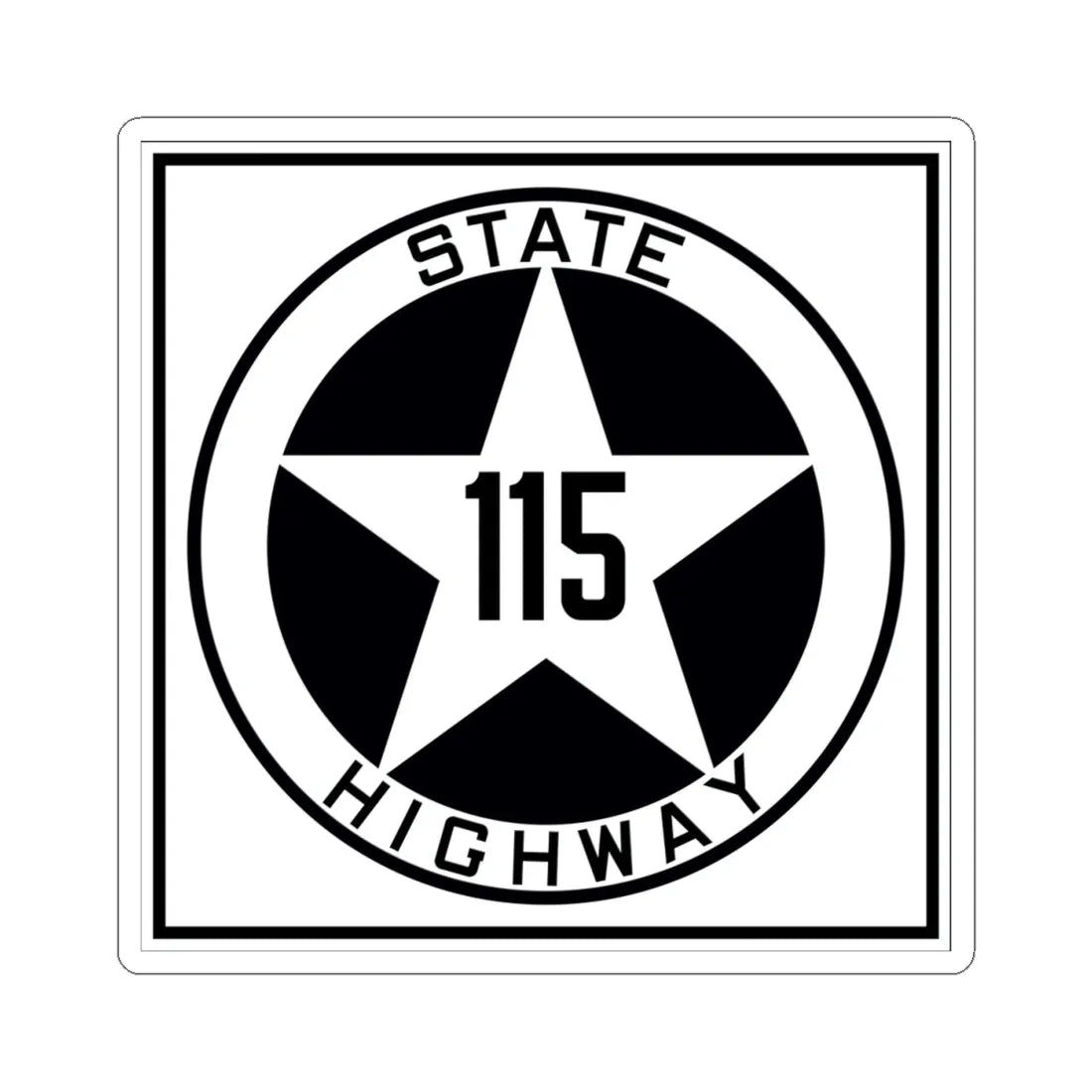 Texas 115 1917 (Texas) (Road Sign) STICKER Vinyl Kiss-Cut Decal 4 Inch White - The Sticker Space