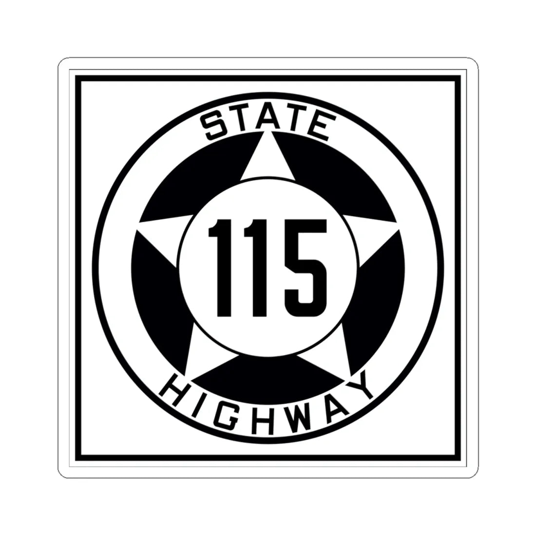 Texas 115 1935 (Texas) (Road Sign) STICKER Vinyl Kiss-Cut Decal 4 Inch White - The Sticker Space