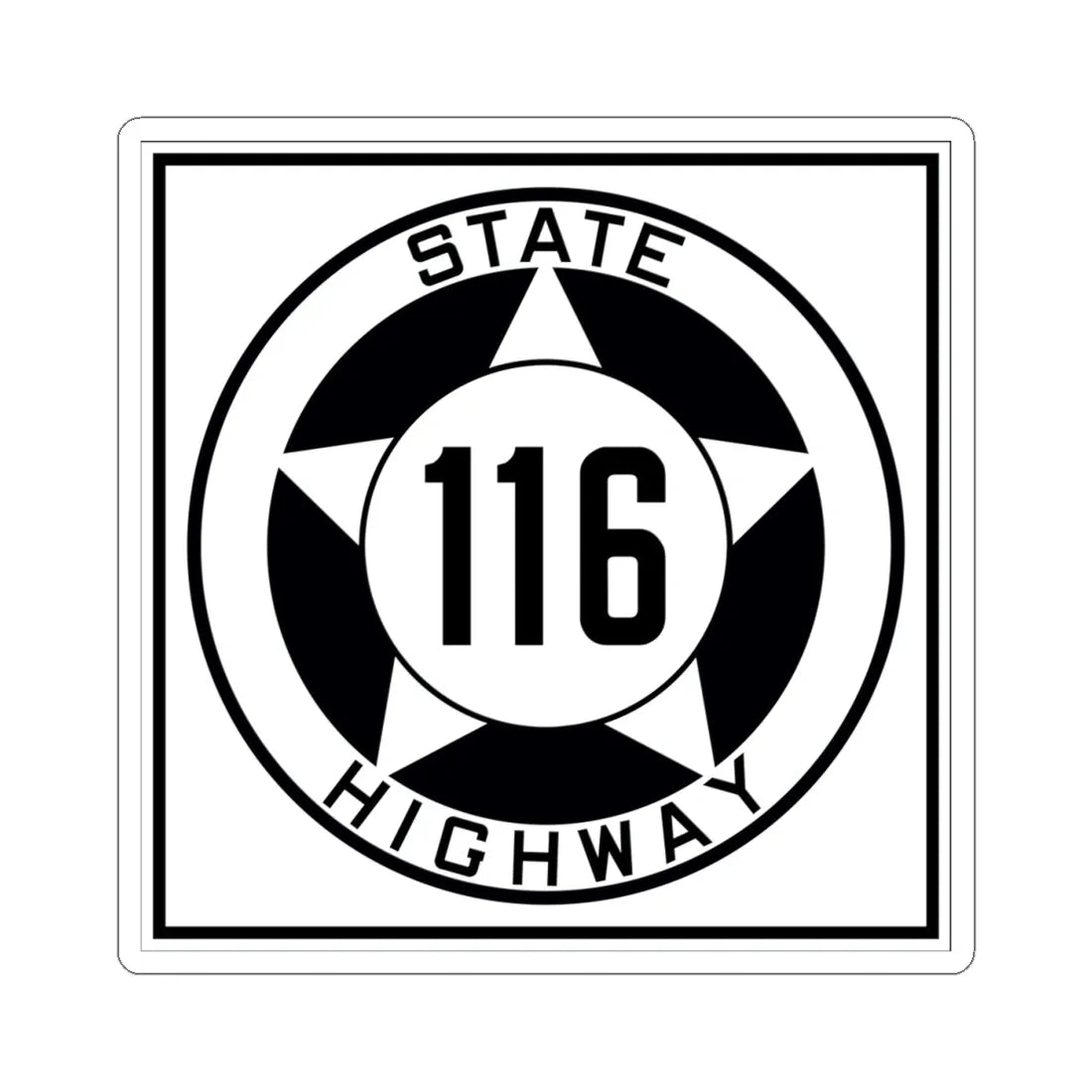 Texas 116 1935 (Texas) (Road Sign) STICKER Vinyl Kiss-Cut Decal 4 Inch White - The Sticker Space