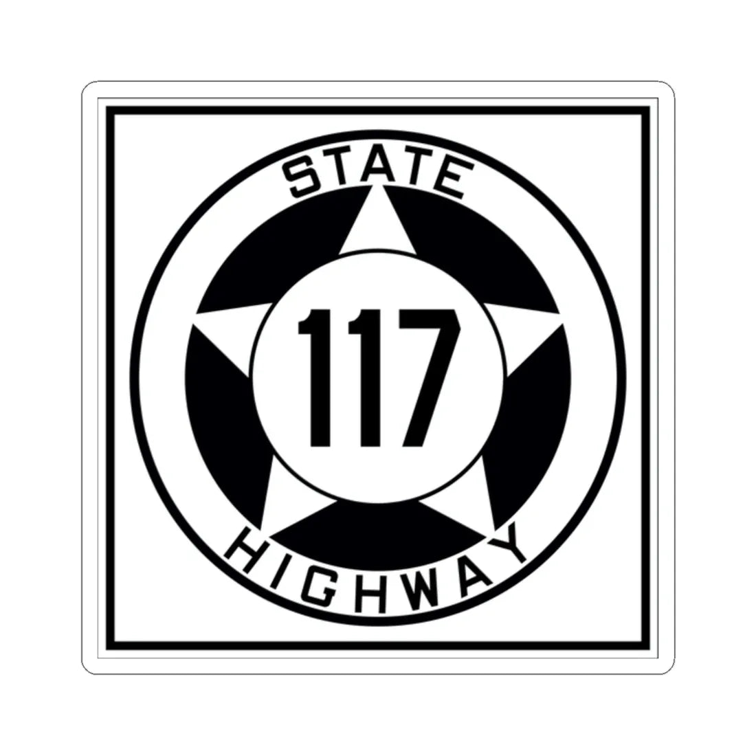Texas 117 1935 (Texas) (Road Sign) STICKER Vinyl Kiss-Cut Decal 2 Inch White - The Sticker Space