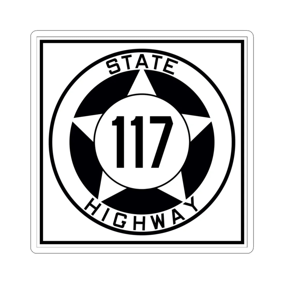 Texas 117 1935 (Texas) (Road Sign) STICKER Vinyl Kiss-Cut Decal 3 Inch White - The Sticker Space