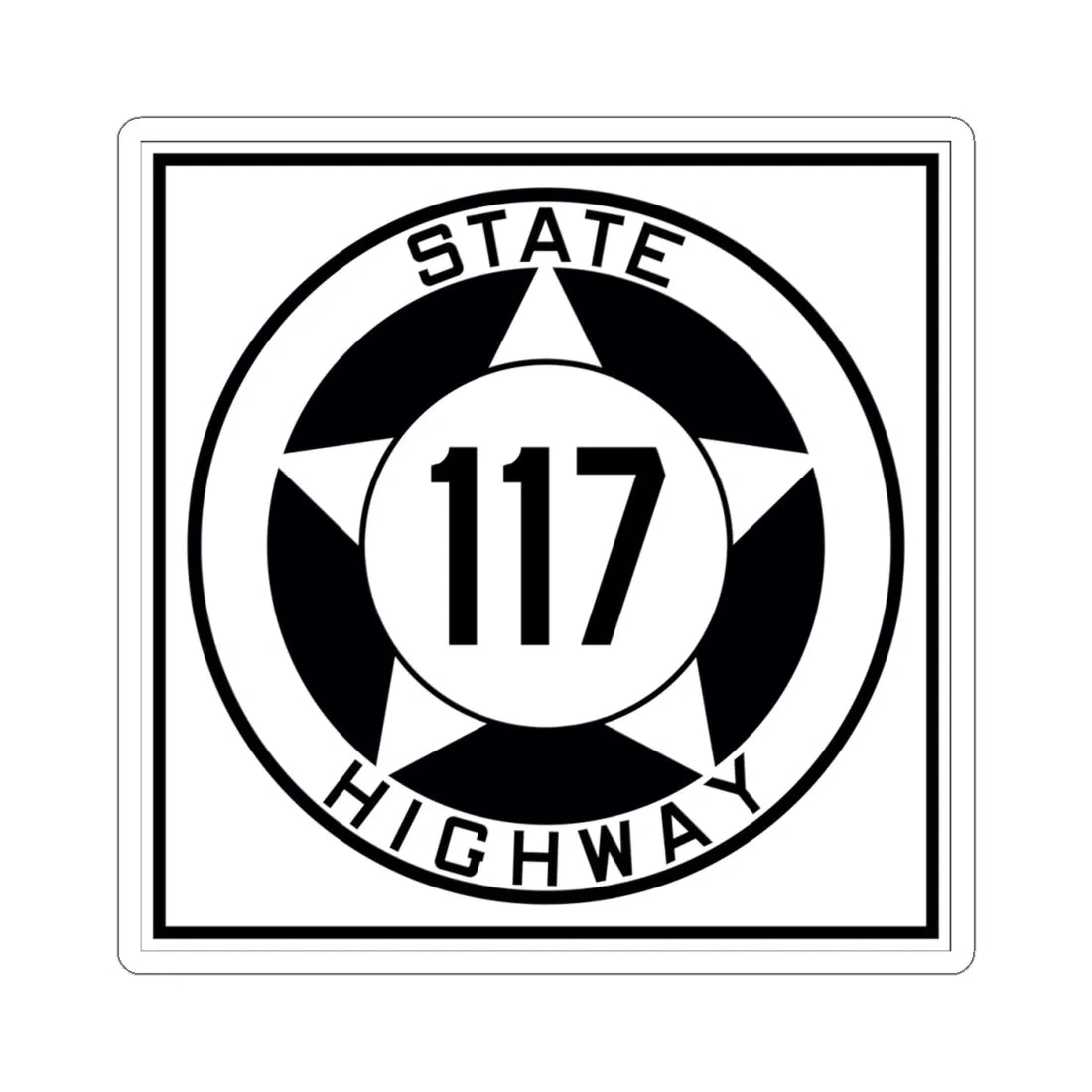 Texas 117 1935 (Texas) (Road Sign) STICKER Vinyl Kiss-Cut Decal 4 Inch White - The Sticker Space