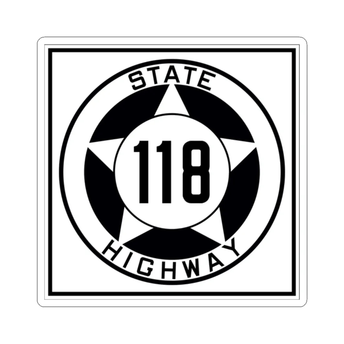 Texas 118 1935 (Texas) (Road Sign) STICKER Vinyl Kiss-Cut Decal 2 Inch White - The Sticker Space