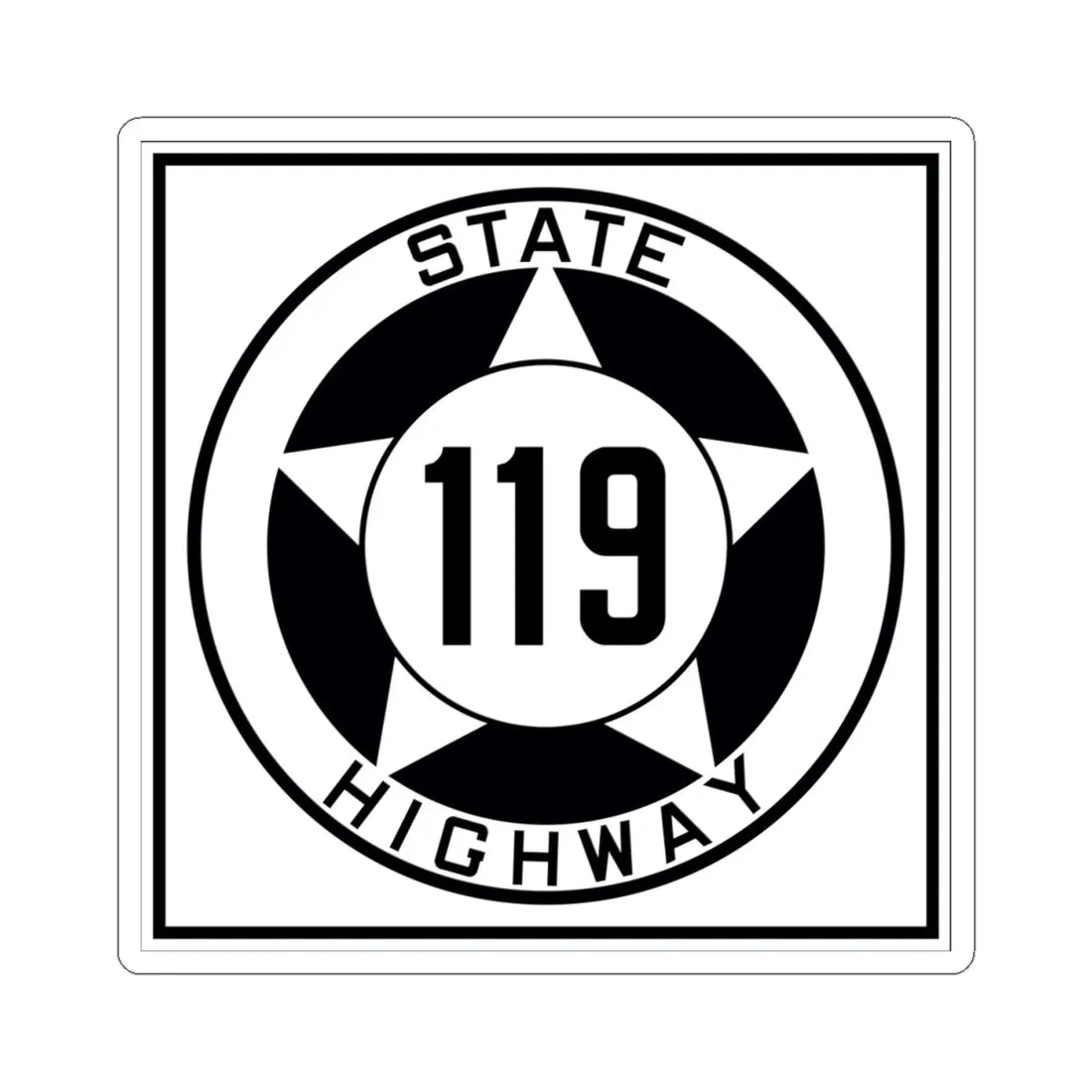 Texas 119 1935 (Texas) (Road Sign) STICKER Vinyl Kiss-Cut Decal 4 Inch White - The Sticker Space