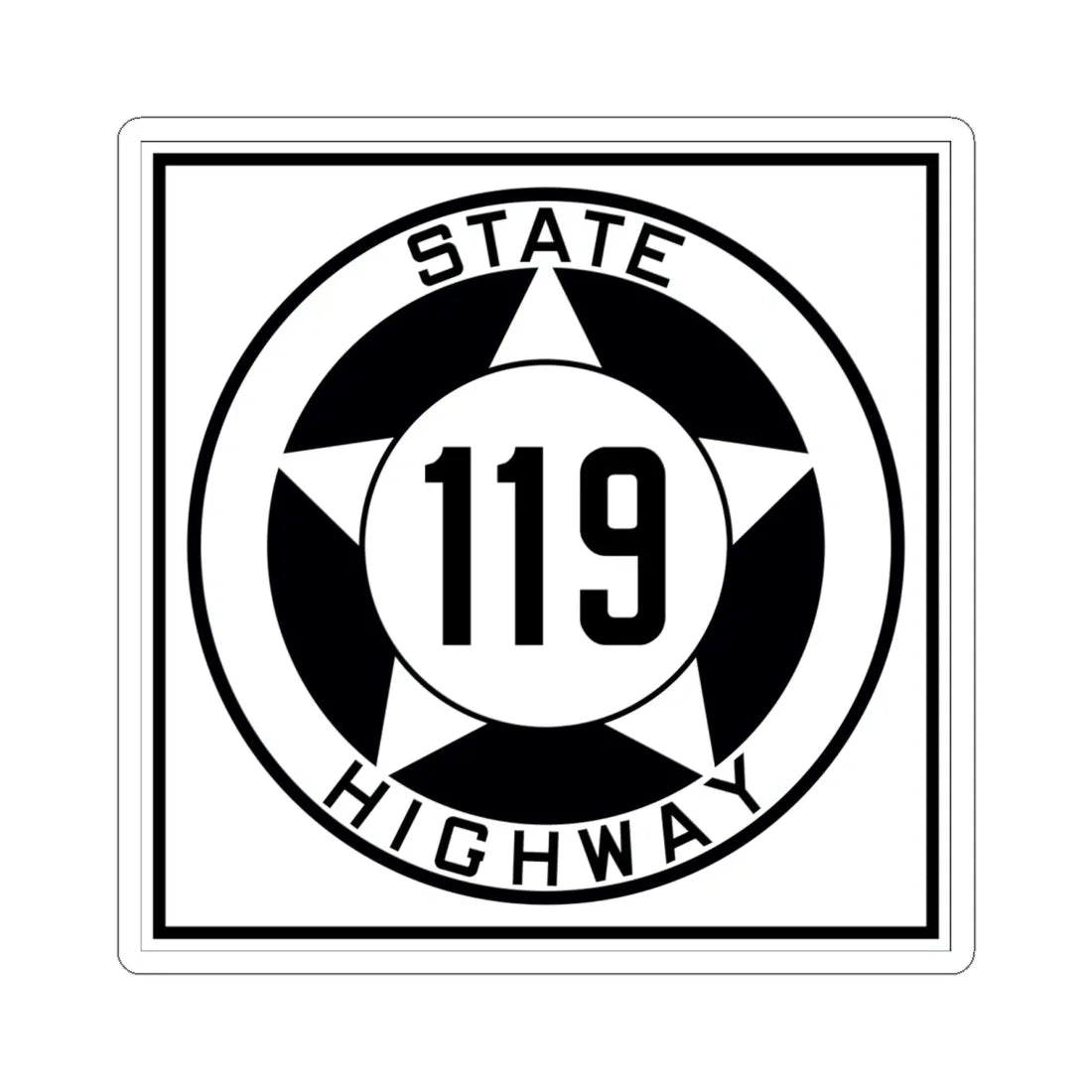 Texas 119 1935 (Texas) (Road Sign) STICKER Vinyl Kiss-Cut Decal 6 Inch White - The Sticker Space