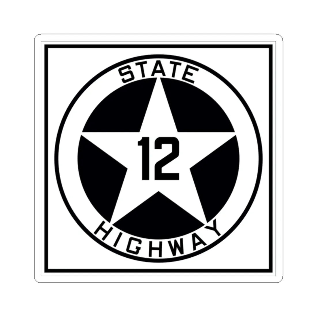 Texas 12 1917 (Texas) (Road Sign) STICKER Vinyl Kiss-Cut Decal 2 Inch White - The Sticker Space