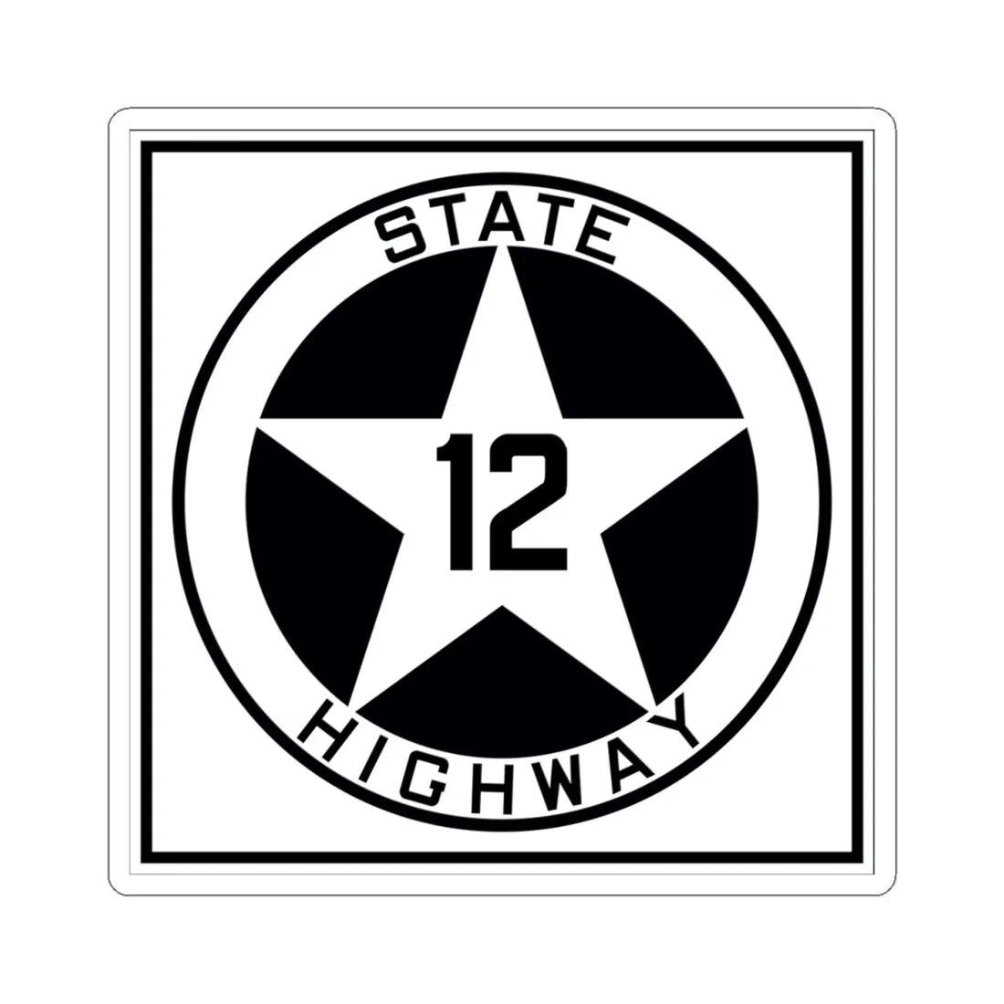 Texas 12 1917 (Texas) (Road Sign) STICKER Vinyl Kiss-Cut Decal 4 Inch White - The Sticker Space