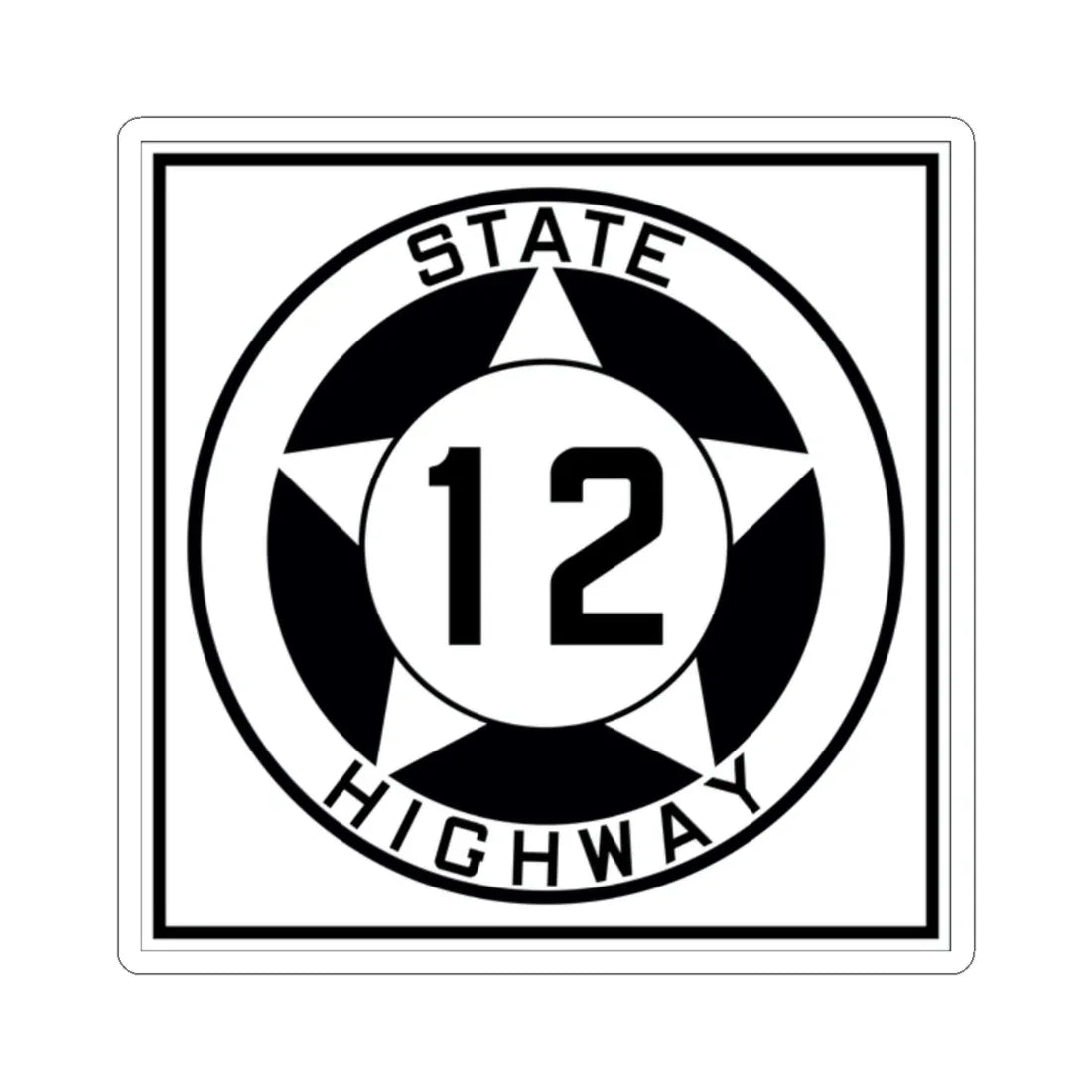 Texas 12 1935 (Texas) (Road Sign) STICKER Vinyl Kiss-Cut Decal 2 Inch White - The Sticker Space