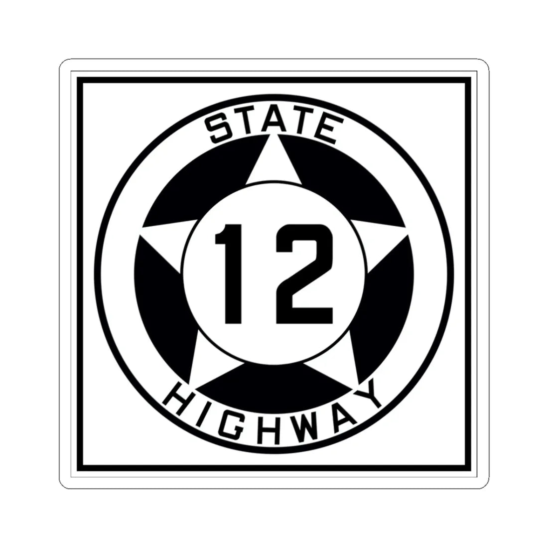 Texas 12 1935 (Texas) (Road Sign) STICKER Vinyl Kiss-Cut Decal 3 Inch White - The Sticker Space