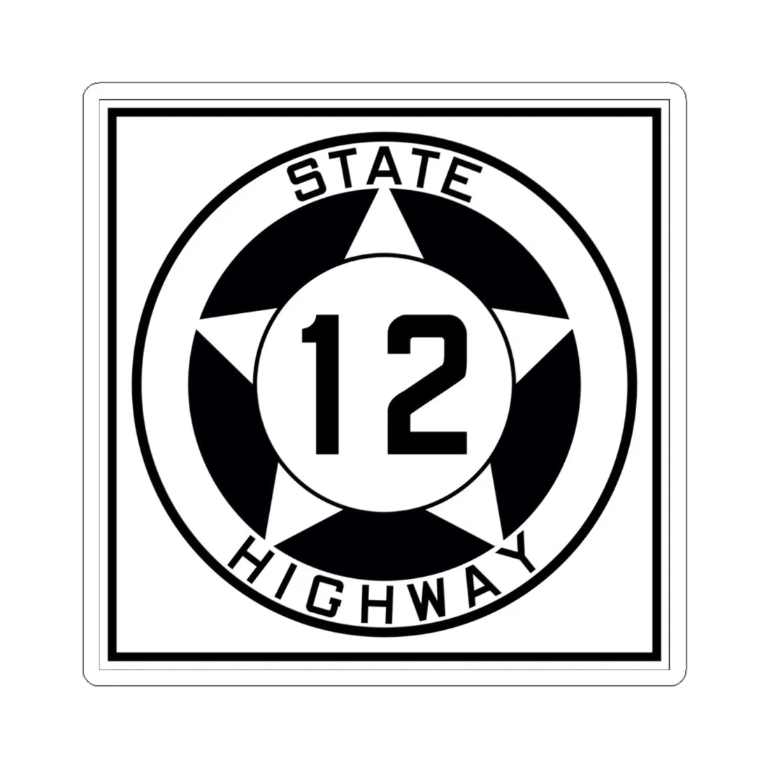 Texas 12 1935 (Texas) (Road Sign) STICKER Vinyl Kiss-Cut Decal 4 Inch White - The Sticker Space