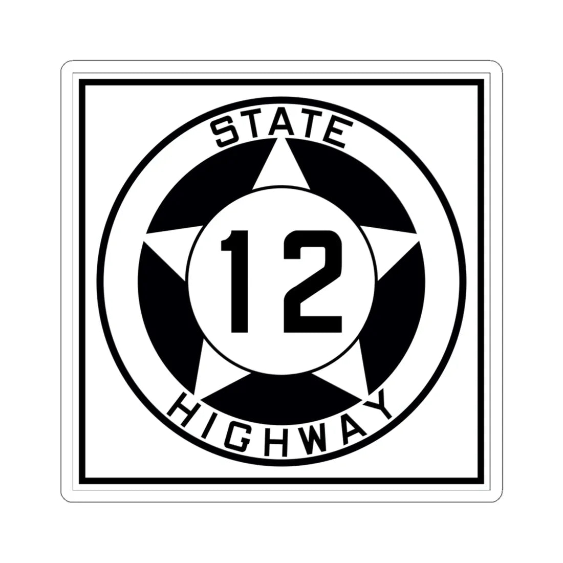 Texas 12 1935 (Texas) (Road Sign) STICKER Vinyl Kiss-Cut Decal 6 Inch White - The Sticker Space