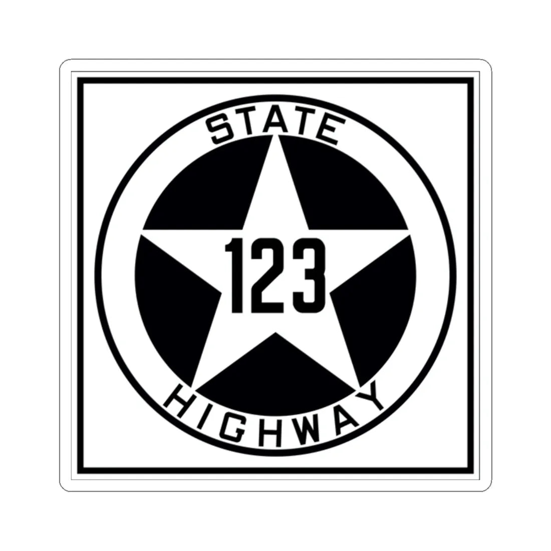 Texas 123 1917 (Texas) (Road Sign) STICKER Vinyl Kiss-Cut Decal 2 Inch White - The Sticker Space