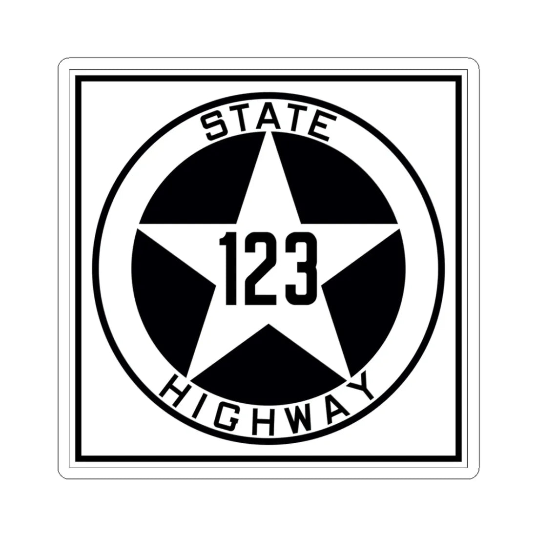 Texas 123 1917 (Texas) (Road Sign) STICKER Vinyl Kiss-Cut Decal 3 Inch White - The Sticker Space