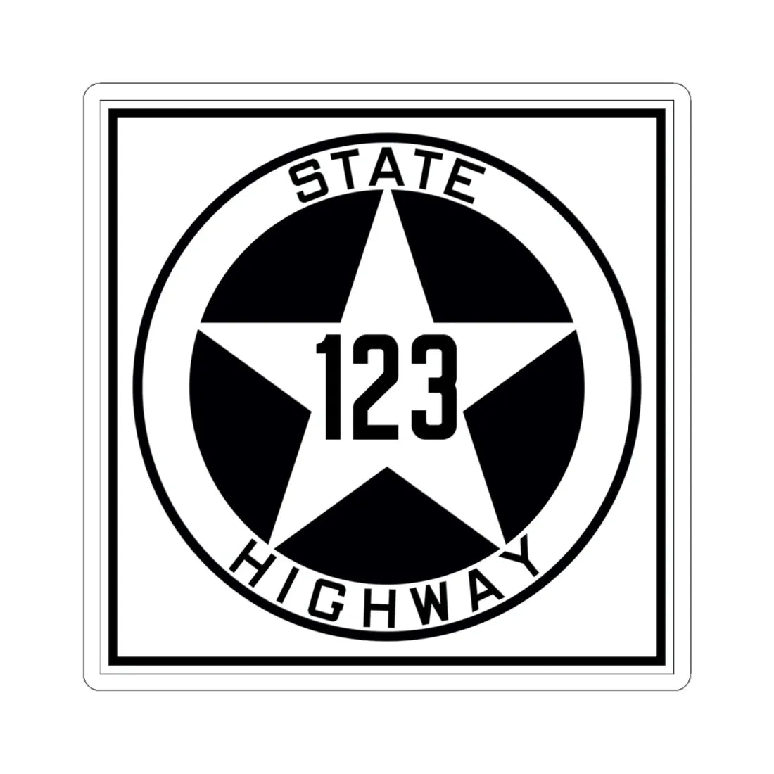 Texas 123 1917 (Texas) (Road Sign) STICKER Vinyl Kiss-Cut Decal 4 Inch White - The Sticker Space